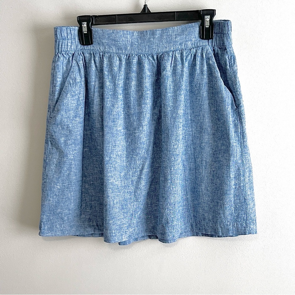 Loft Linen Blend Chambray Elastic Skirt
